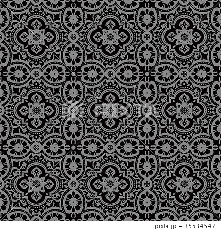 Antique seamless silver retro pattern background 35634547