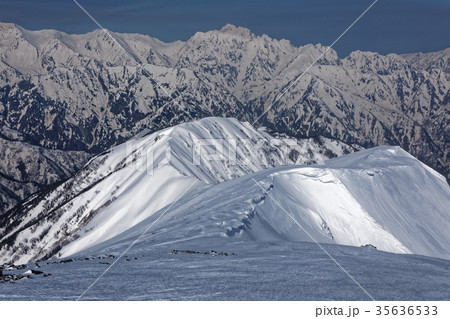 鹿島槍ヶ岳山頂から見る剣岳 鹿島槍ヶ岳山頂から見る剣岳 35636533