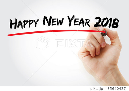 Hand writing Happy new year 2018 35640427