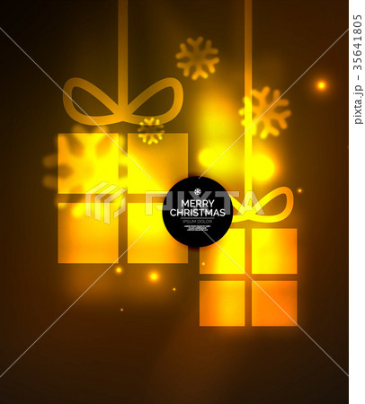 Glowing gift boxes with snowflakes, Christmas and 35641805