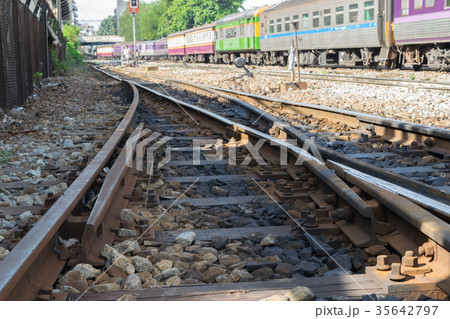 Railroad tracks crossing 35642797