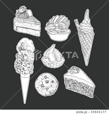 set of bakery isolated sticker , hand draw vector. 35643177