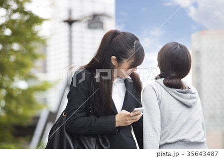 歩きスマホする女性 歩きスマホする女性 35643487