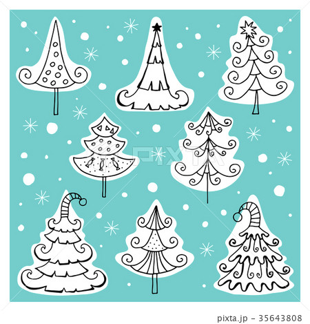 Vector set of different icons of Christmas trees 35643808