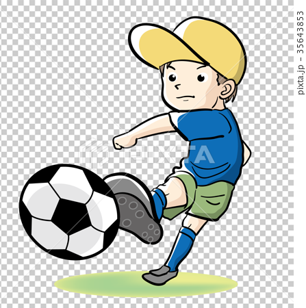 少年サッカー シュートのイラスト素材