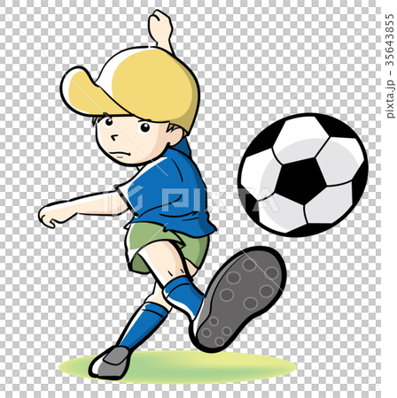 少年サッカー シュートのイラスト素材