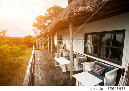 Open terrace of a cottage in the African savanna 35643953