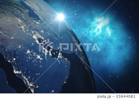 3D Rendering Global Network Background. Blue 35644081