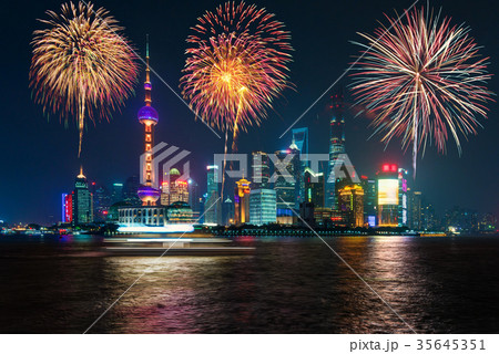 Fireworks in Shanghai, China Fireworks in Shanghai, China 35645351