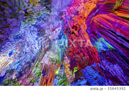 The Reed Flute Cave in Guilin, China. 35645392