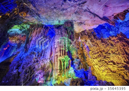 The Reed Flute Cave in Guilin, China. 35645395