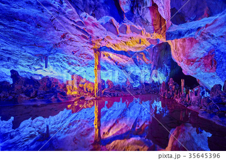 The Reed Flute Cave in Guilin, China. 35645396