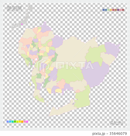 愛知県の地図（市町村・色分け） 35646079