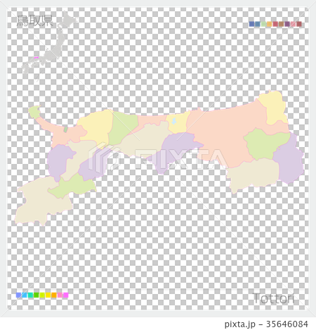 鳥取県の地図（市町村・色分け） 35646084