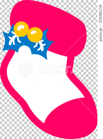 クリスマス靴下　ぴんくブルー　ひいらぎ 35646216