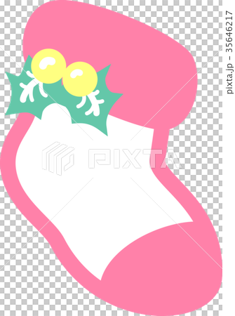 クリスマス靴下　ぴんくブルー　ひいらぎ 35646217