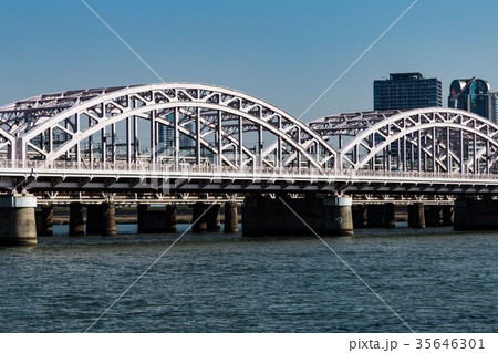 大阪、淀川の橋。十三大橋 35646301