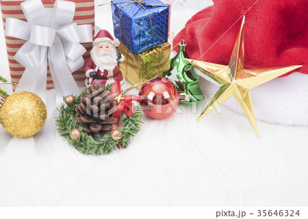 Christmas background with decorations gift box  35646324