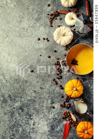 Ingredients for pumpkin latte 35647899