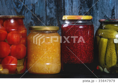Variety of pickled vegetables 35647979