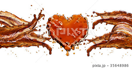 Heart from cola splash with bubbles isolated on Heart from cola splash with bubbles isolated on 35648986