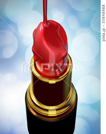 Red lipstick and nail polish on blue bokeh Red lipstick and nail polish on blue bokeh 35648988
