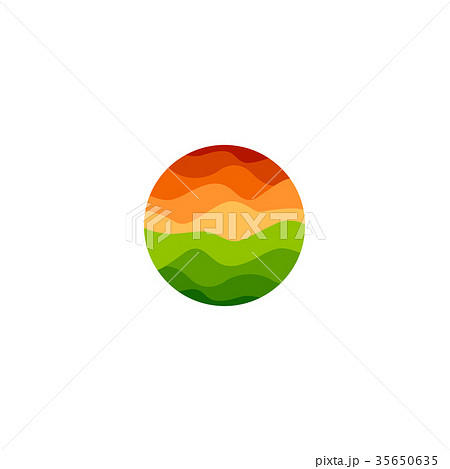 Isolated abstract orange and green color round 35650635