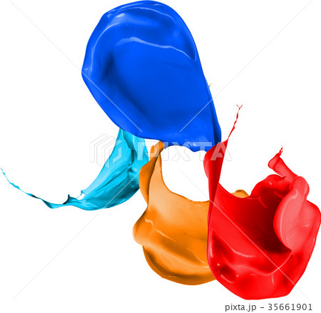 Colored paint splashes isolated on white Colored paint splashes isolated on white 35661901