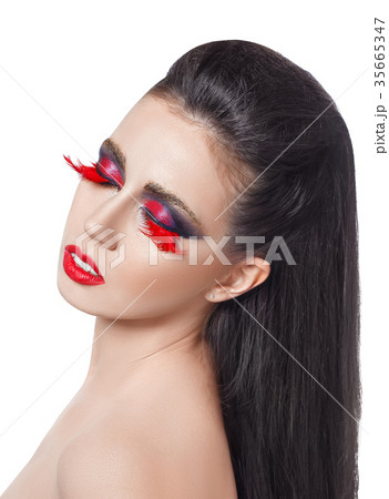 beautiful woman with vivid creative makeup 35665347