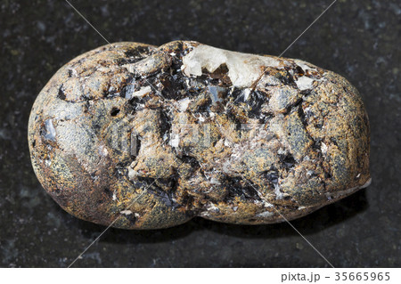 tumbled sphalerite stone with Galena on dark 35665965