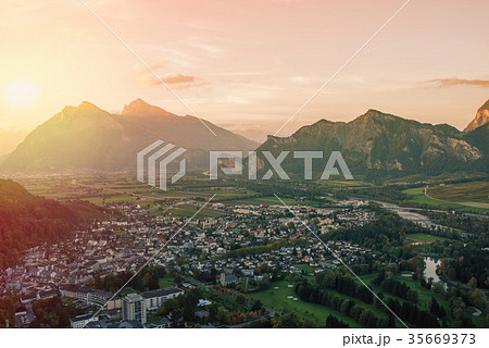 Panorama of the city of Bad Ragaz in Switzerland Panorama of the city of Bad Ragaz in Switzerland 35669373
