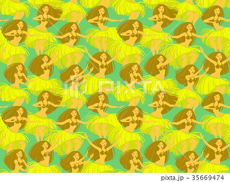 Seamless pattern with beautiful Hawaiian girl Seamless pattern with beautiful Hawaiian girl 35669474