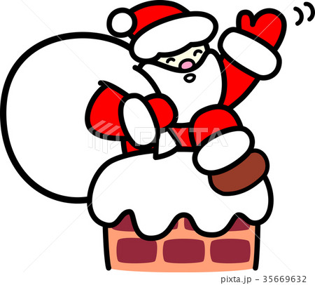 サンタクロース　クリスマス　煙突　雪 35669632