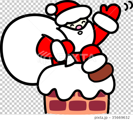サンタクロース　クリスマス　煙突　雪 35669632