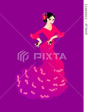 Illustration of a Flamenco dancer woman 35669653
