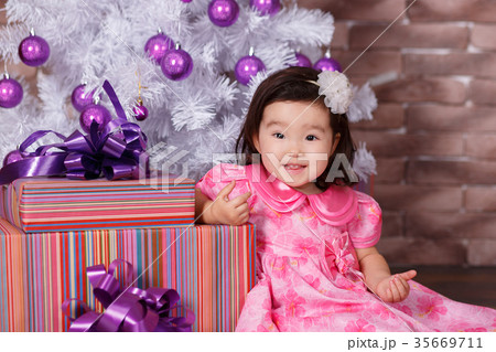 Asian little cute girl wearing pink casual dress Asian little cute girl wearing pink casual dress 35669711