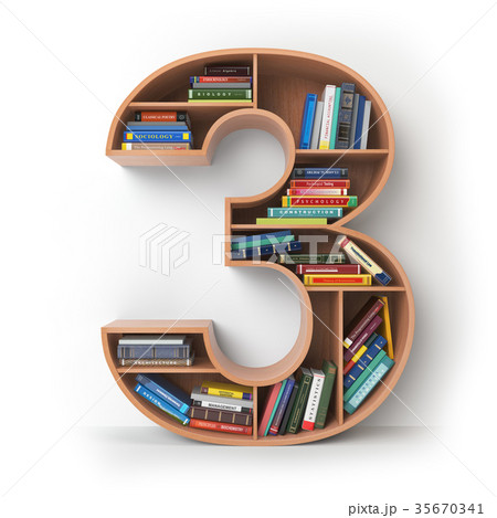 Number 3 three. Alphabet in the form of shelves 35670341