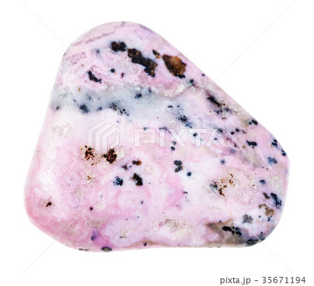tumbled pink Rhodochrosite gemstone isolated 35671194