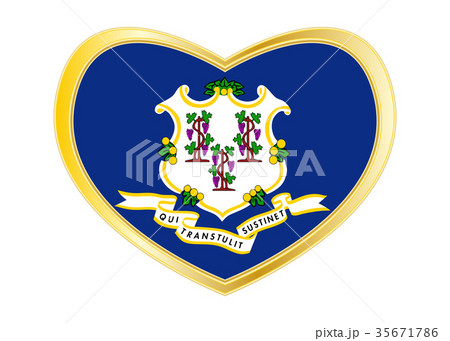 Flag of Connecticut in heart shape, golden frame 35671786