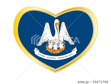 Flag of Louisiana in heart shape, golden frame 35671799