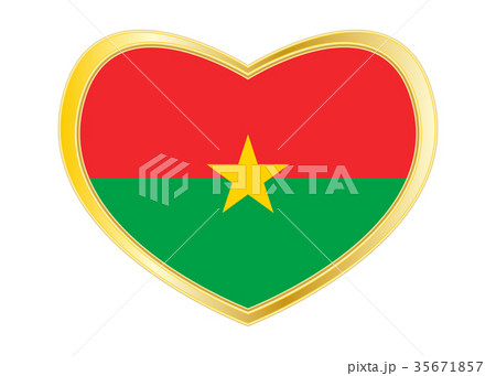 Flag of Burkina Faso in heart shape, golden frame 35671857
