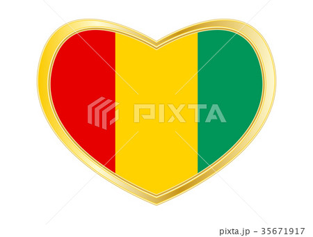 Flag of Guinea in heart shape, golden frame 35671917