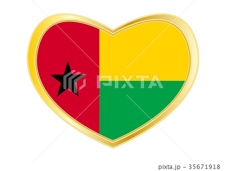 Flag of Guinea-Bissau in heart shape, golden frame 35671918