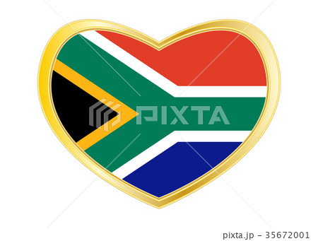 Flag of South Africa in heart shape, golden frame 35672001