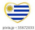 Flag of Uruguay in heart shape, golden frame 35672033