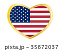 Flag of USA in heart shape, golden frame 35672037