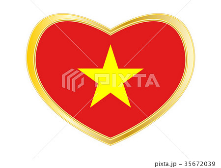 Flag of Vietnam in heart shape, golden frame Flag of Vietnam in heart shape, golden frame 35672039