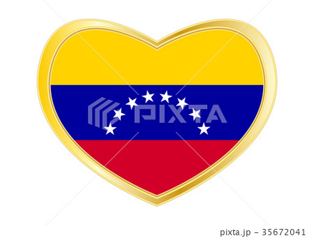 Flag of Venezuela in heart shape, golden frame 35672041