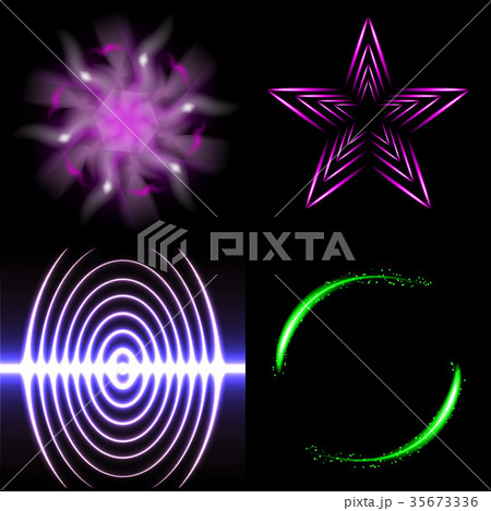 Set of Beautifully glowing neon abstract backgroun 35673336