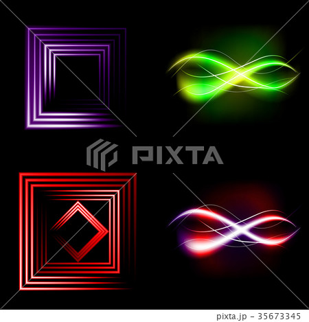 Set of Beautifully glowing neon abstract backgroun 35673345